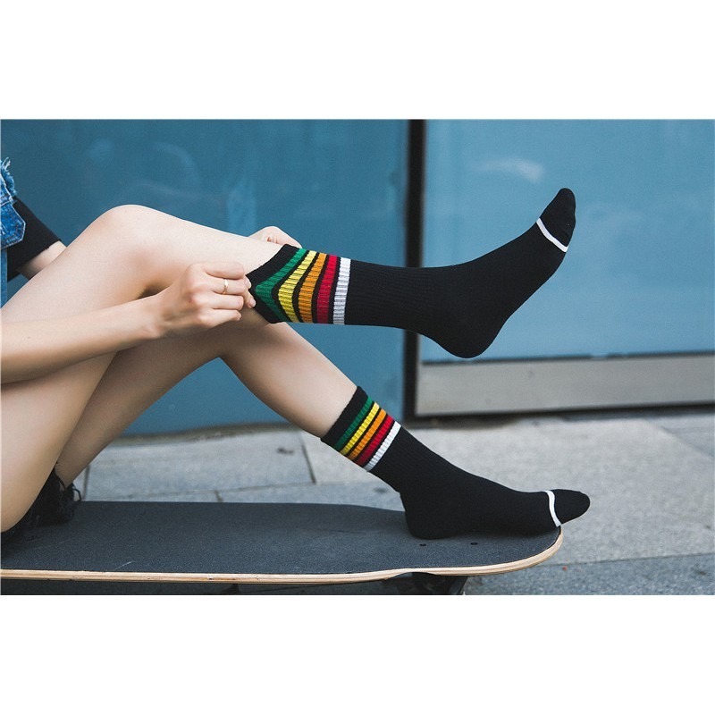 🔥台灣現貨🔥條紋襪 女中筒襪 中筒襪 棉襪 女長襪 女襪 襪子 素色襪 素襪 運動襪 潮流 學生襪 文青-細節圖5