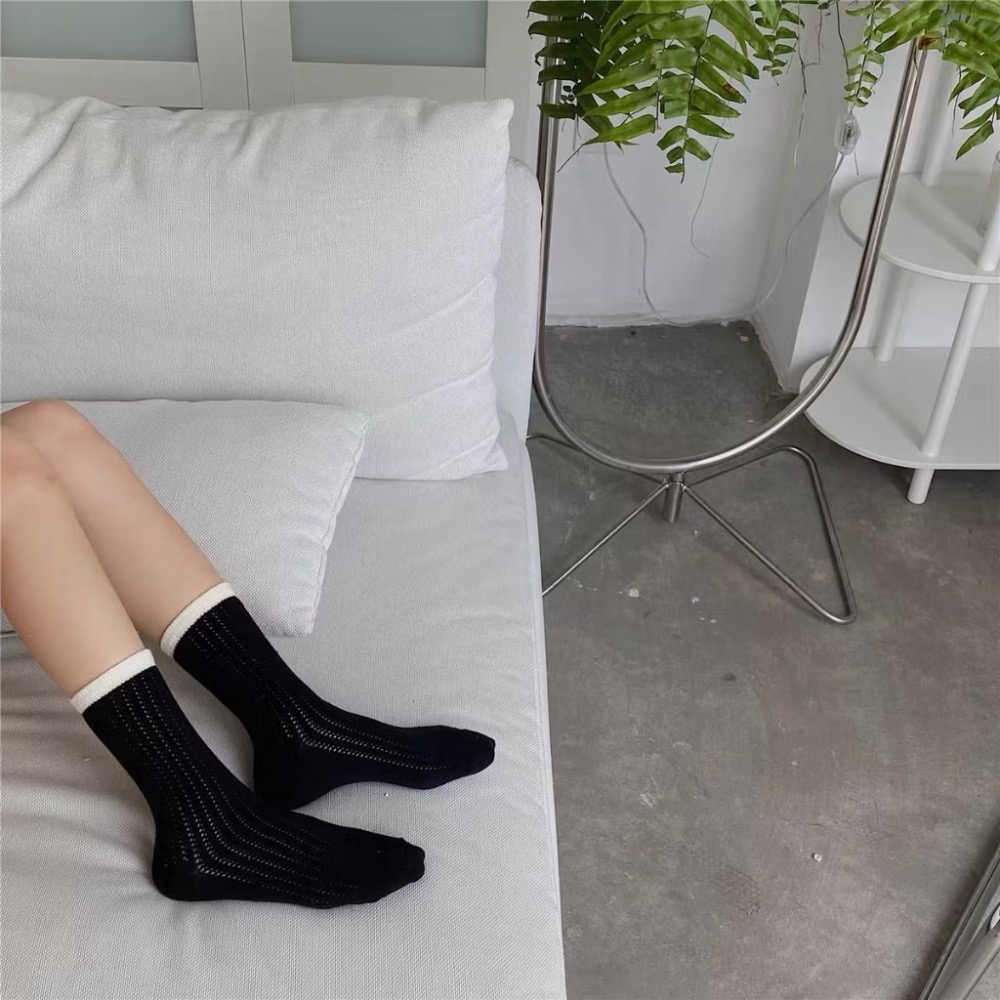 🔥24h快速出貨🔥 女中筒襪 鏤空 透氣 舒適 百搭 文青風 學生襪 女長襪 女襪 襪子-規格圖4