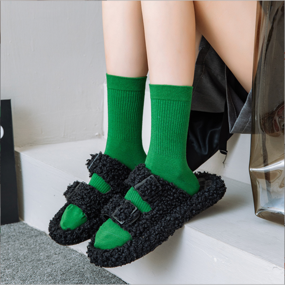 🔥24h出貨🔥女中筒襪 女素色襪 長襪 女襪 棉襪 綠色襪 學生襪 襪子 經典中筒襪 森林系 文青襪 百搭襪-細節圖4