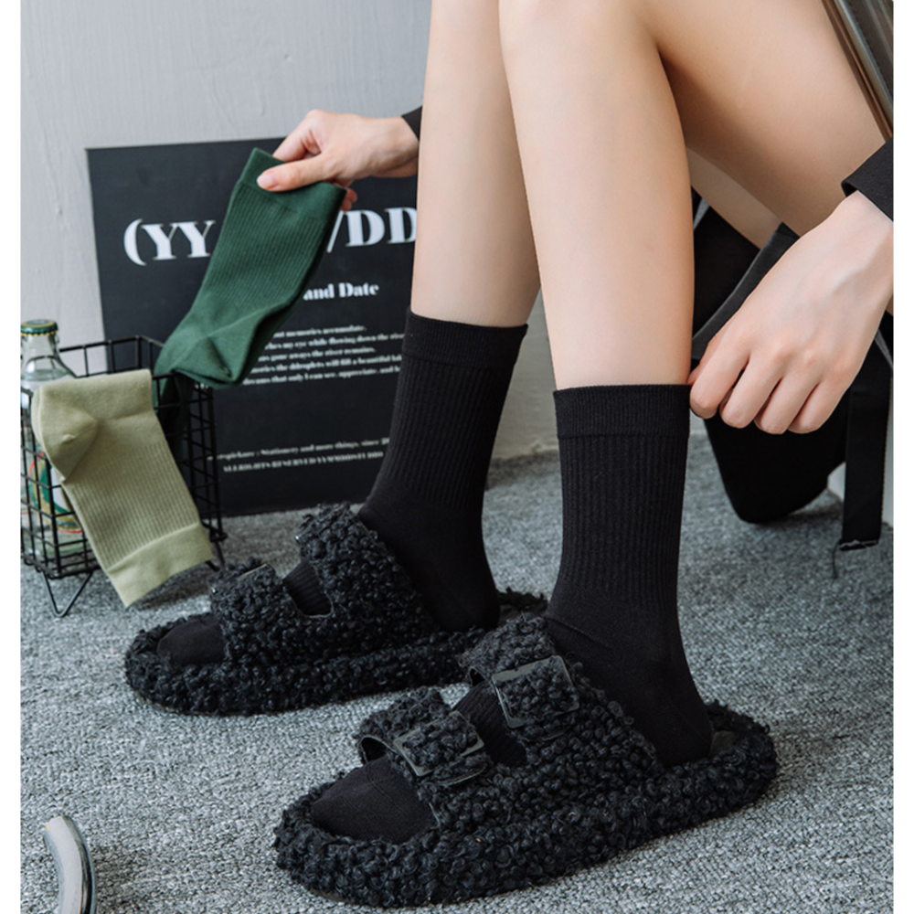 🔥24h出貨🔥女中筒襪 女素色襪 長襪 女襪 棉襪 綠色襪 學生襪 襪子 經典中筒襪 森林系 文青襪 百搭襪-細節圖7