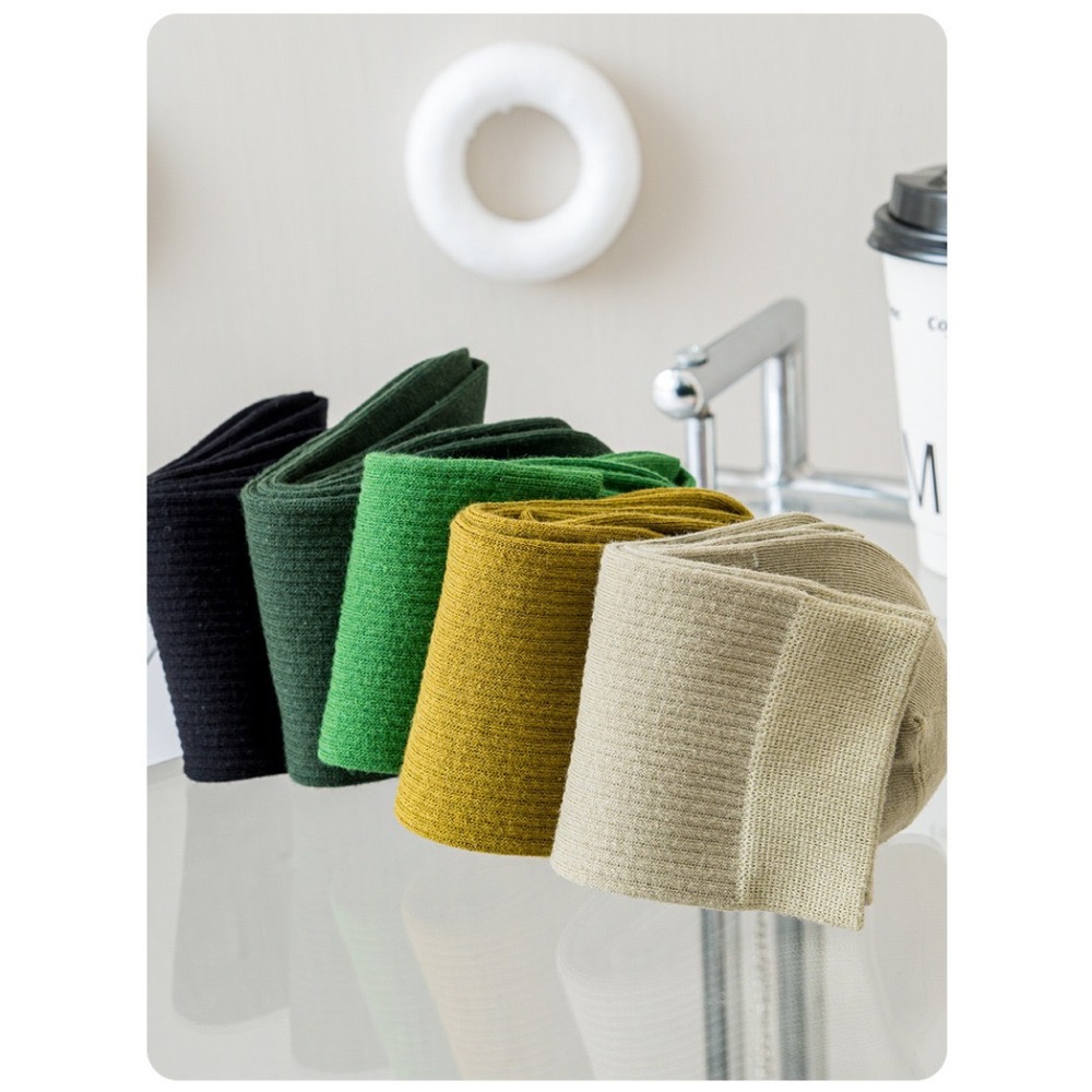 🔥24h出貨🔥女中筒襪 女素色襪 長襪 女襪 棉襪 綠色襪 學生襪 襪子 經典中筒襪 森林系 文青襪 百搭襪-細節圖10