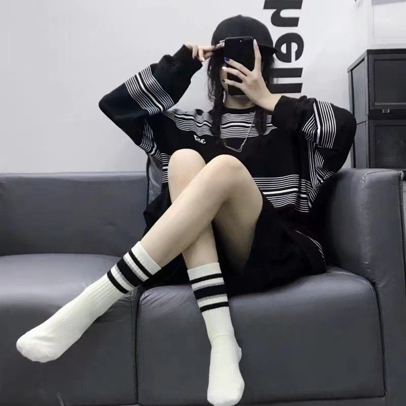 🔥24h出貨🔥女中筒襪 經典條紋襪 女長襪 女襪 女素色襪 學生襪 潮流女襪 時尚百搭 女棉襪 女白襪 女條紋-細節圖5