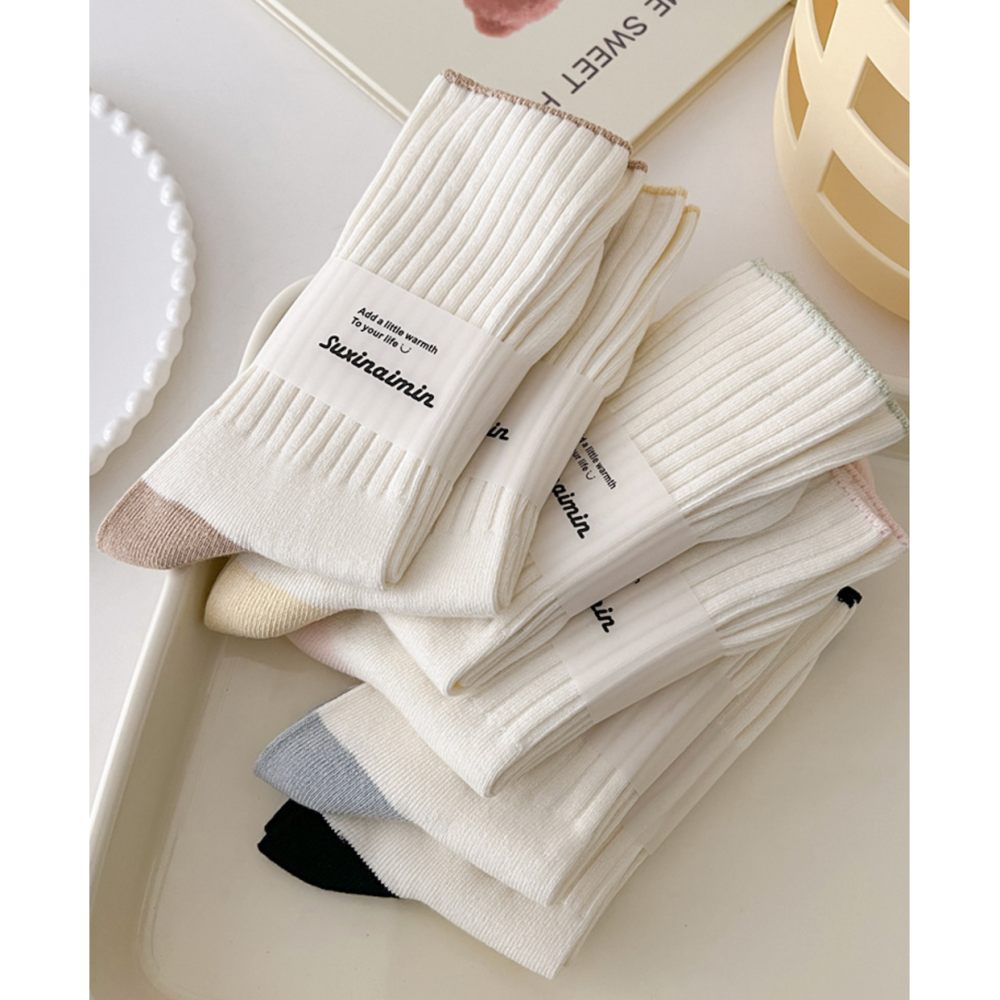 🔥24h出貨🔥 女中筒襪 堆堆襪 純色女襪 女長襪 素色襪 襪子女 襪 棉襪  拼色襪 學生襪 文青風 小紅書爆款-細節圖6