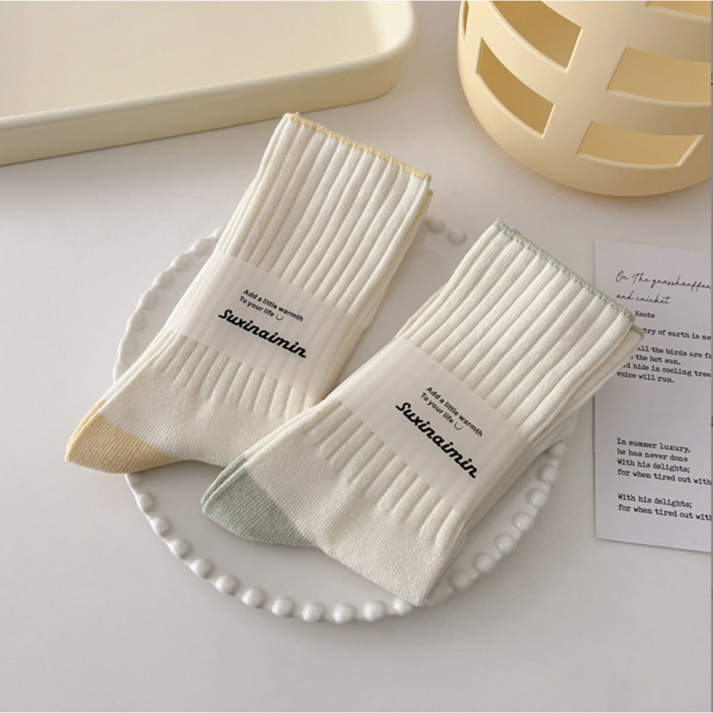 🔥24h出貨🔥 女中筒襪 堆堆襪 純色女襪 女長襪 素色襪 襪子女 襪 棉襪  拼色襪 學生襪 文青風 小紅書爆款-細節圖7