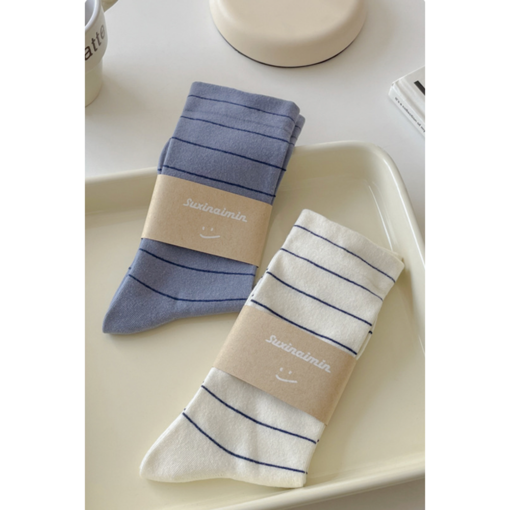 🔥24h出貨🔥 女條紋襪 女中筒襪 女堆堆襪 女長襪  簡約條紋 百搭襪 文青風 女襪 棉襪 學生襪 襪子女-細節圖3
