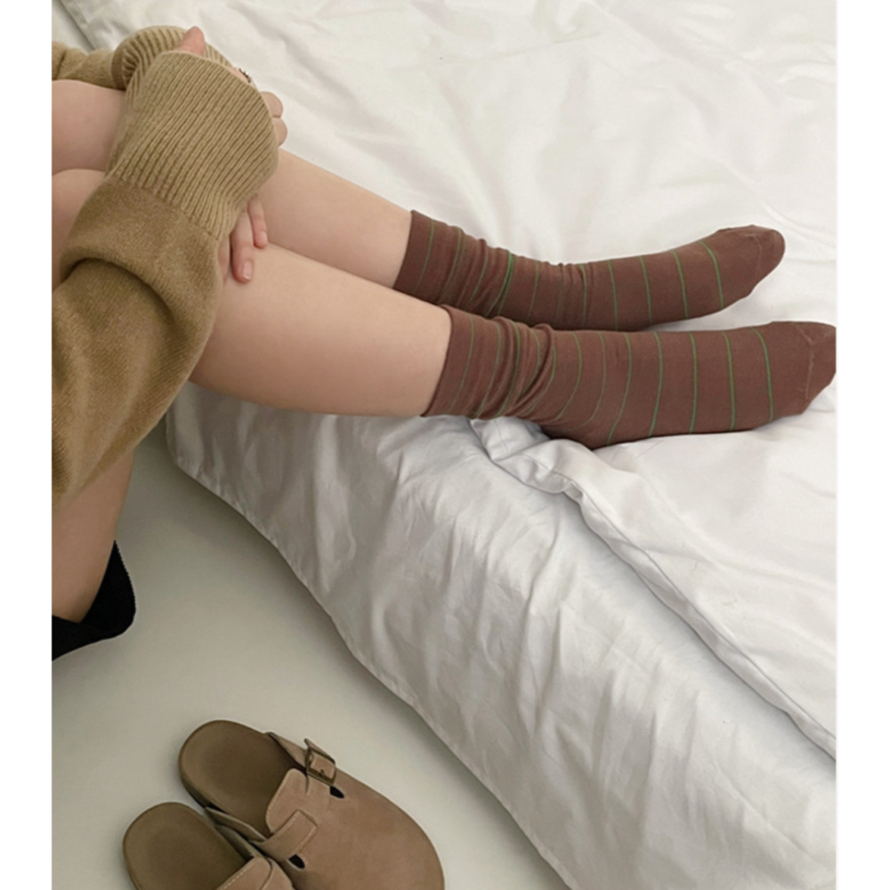 🔥24h出貨🔥 女條紋襪 女中筒襪 女堆堆襪 女長襪  簡約條紋 百搭襪 文青風 女襪 棉襪 學生襪 襪子女-細節圖5