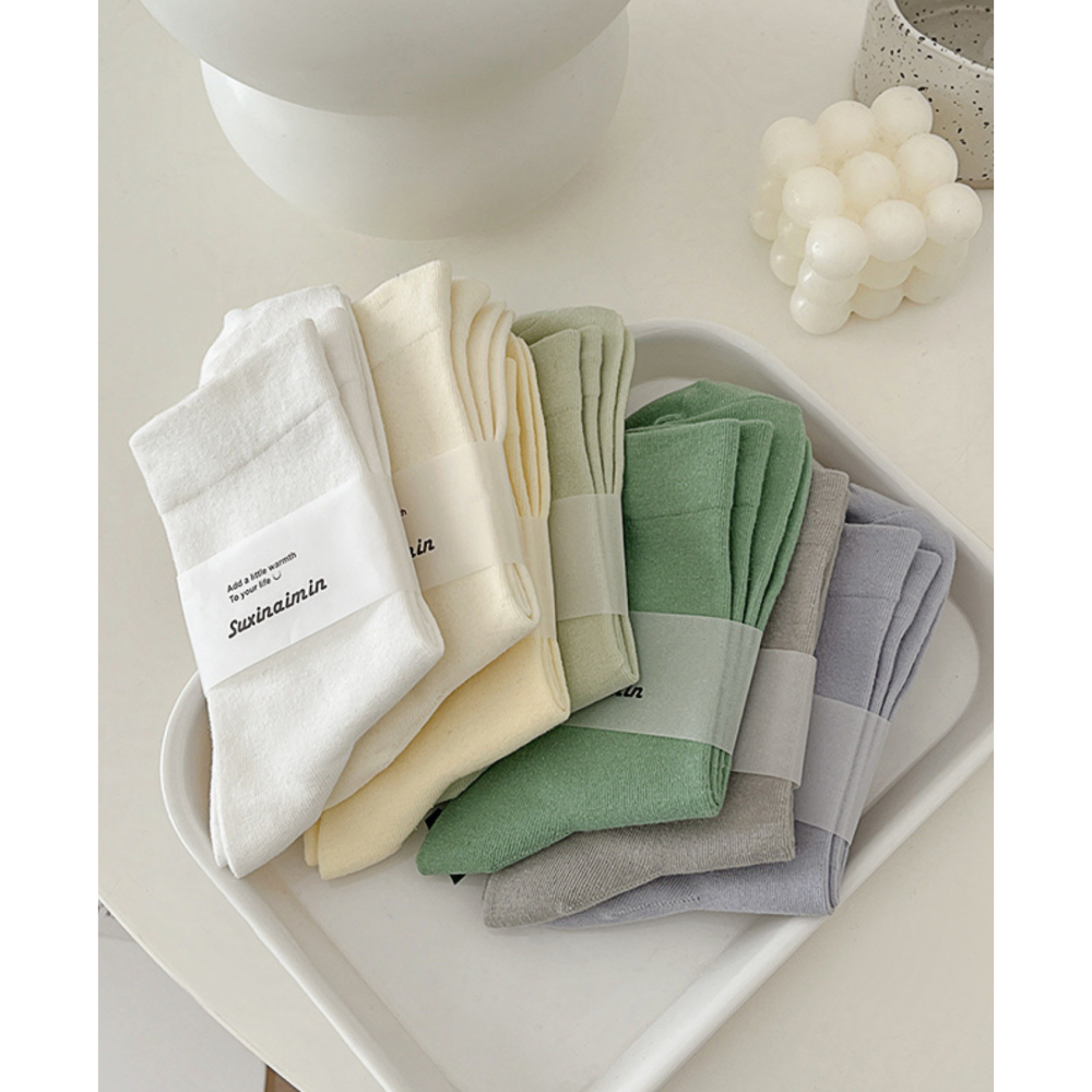 🔥24h出貨🔥女中筒襪 不勒腳 舒適好穿 透氣襪 女襪 綠色系襪 女棉襪 學生襪 上班襪 襪子女 馬卡龍色襪-細節圖2