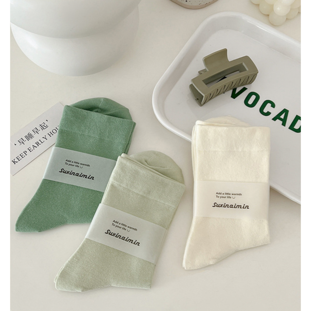 🔥24h出貨🔥女中筒襪 不勒腳 舒適好穿 透氣襪 女襪 綠色系襪 女棉襪 學生襪 上班襪 襪子女 馬卡龍色襪-細節圖4