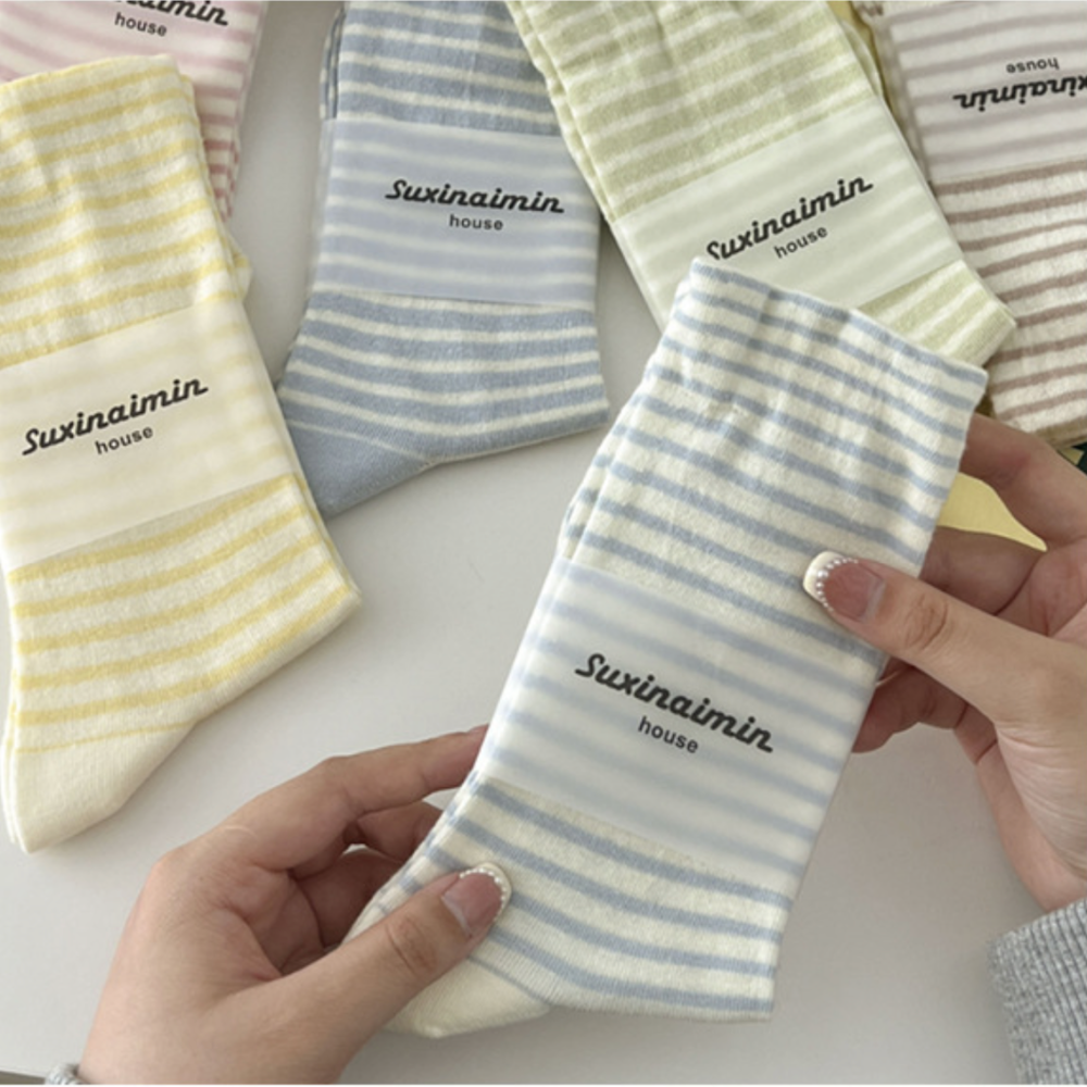 現貨 條紋堆堆襪 女中筒襪 日系襪 多巴胺色襪 素色襪 學生襪 小紅書爆款-細節圖2