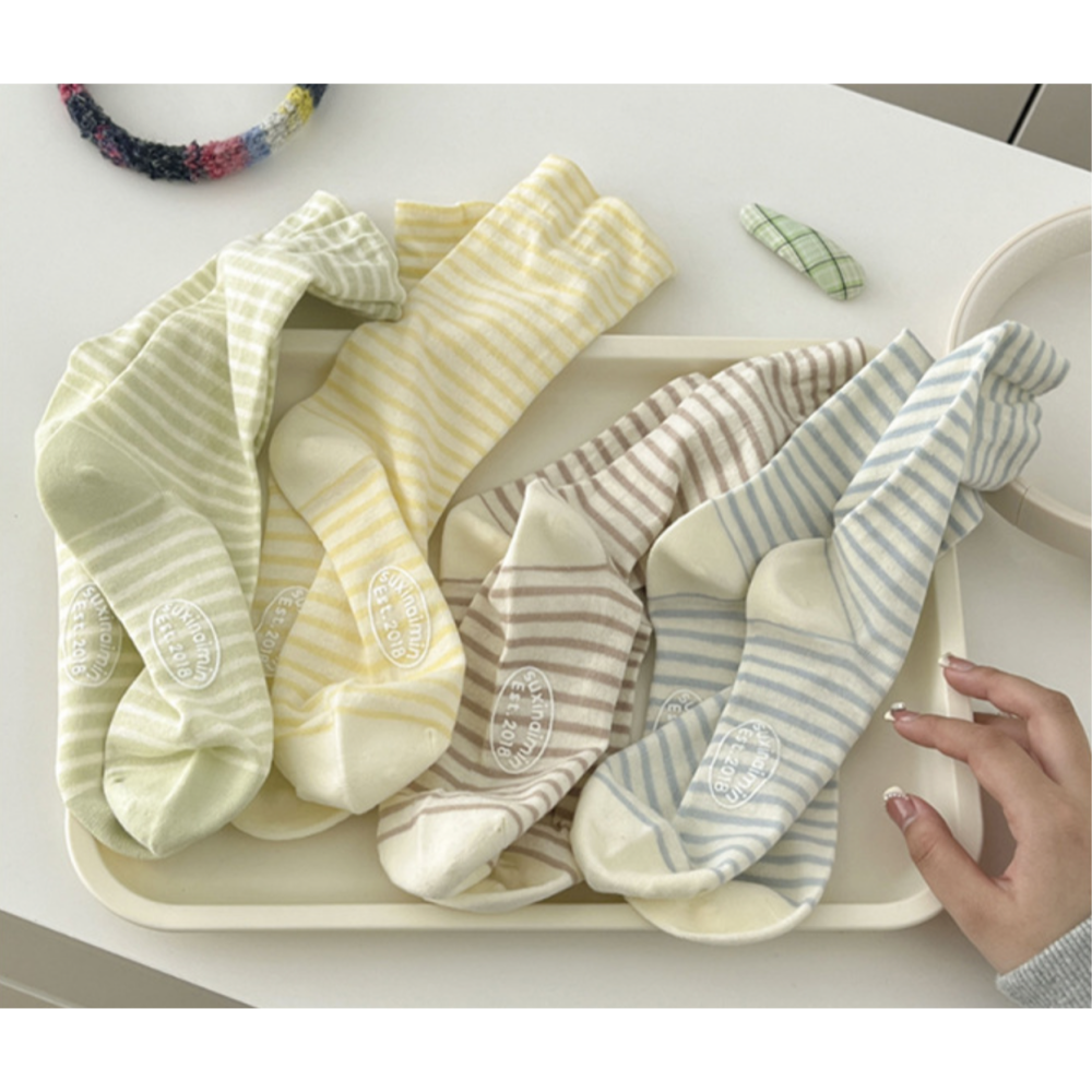 現貨 條紋堆堆襪 女中筒襪 日系襪 多巴胺色襪 素色襪 學生襪 小紅書爆款-細節圖6