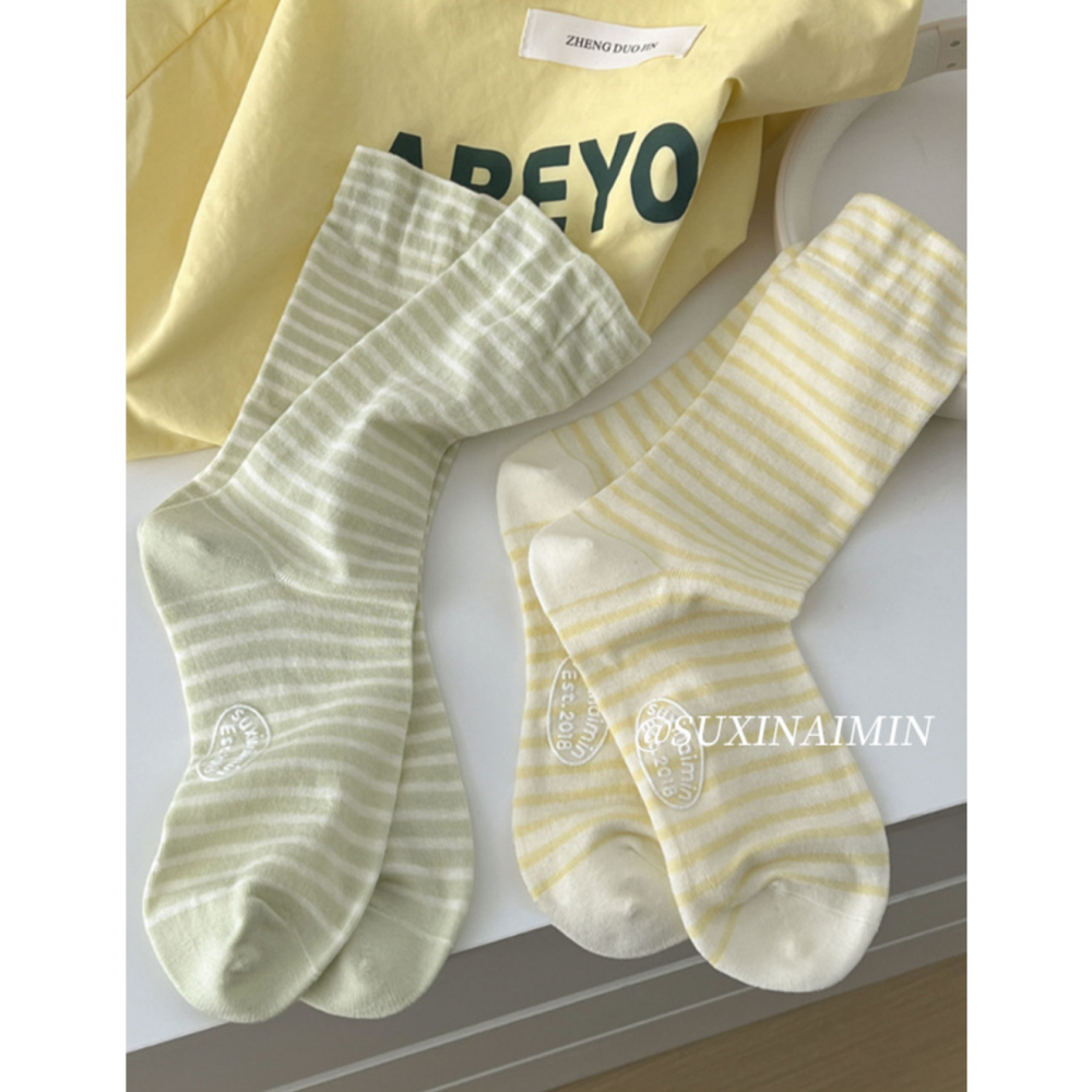現貨 條紋堆堆襪 女中筒襪 日系襪 多巴胺色襪 素色襪 學生襪 小紅書爆款-細節圖9