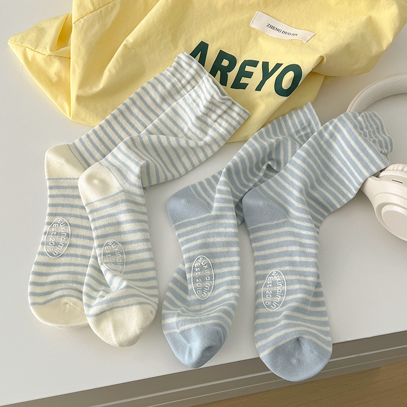 現貨 條紋堆堆襪 女中筒襪 日系襪 多巴胺色襪 素色襪 學生襪 小紅書爆款-細節圖10