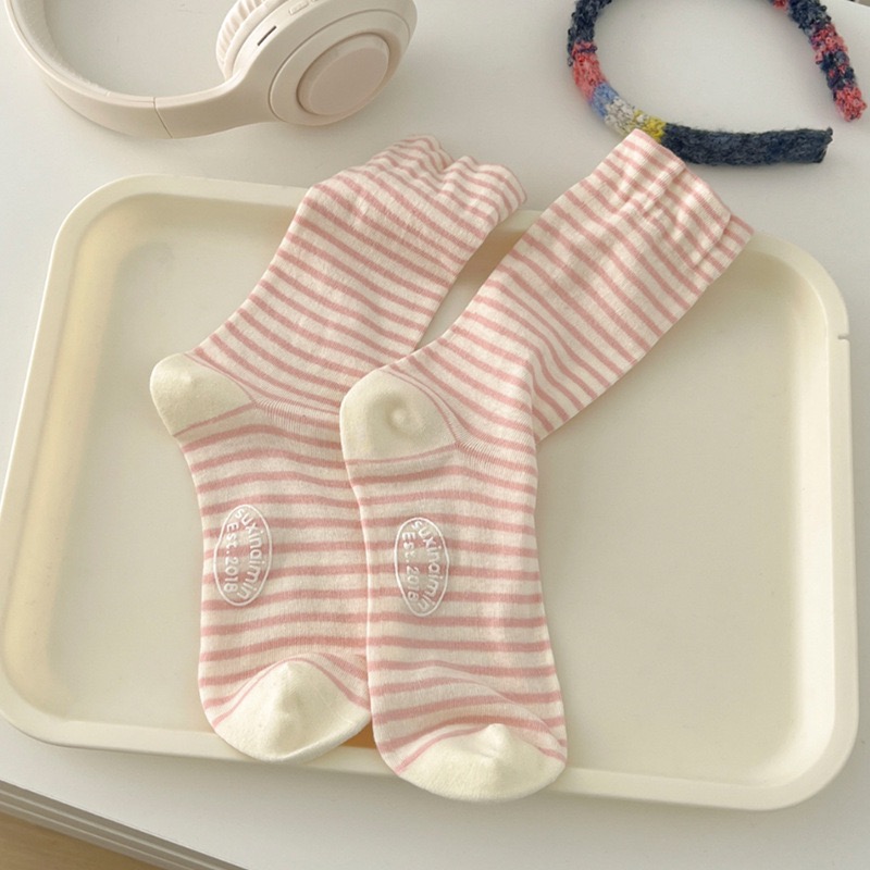 現貨 條紋堆堆襪 女中筒襪 日系襪 多巴胺色襪 素色襪 學生襪 小紅書爆款-規格圖11