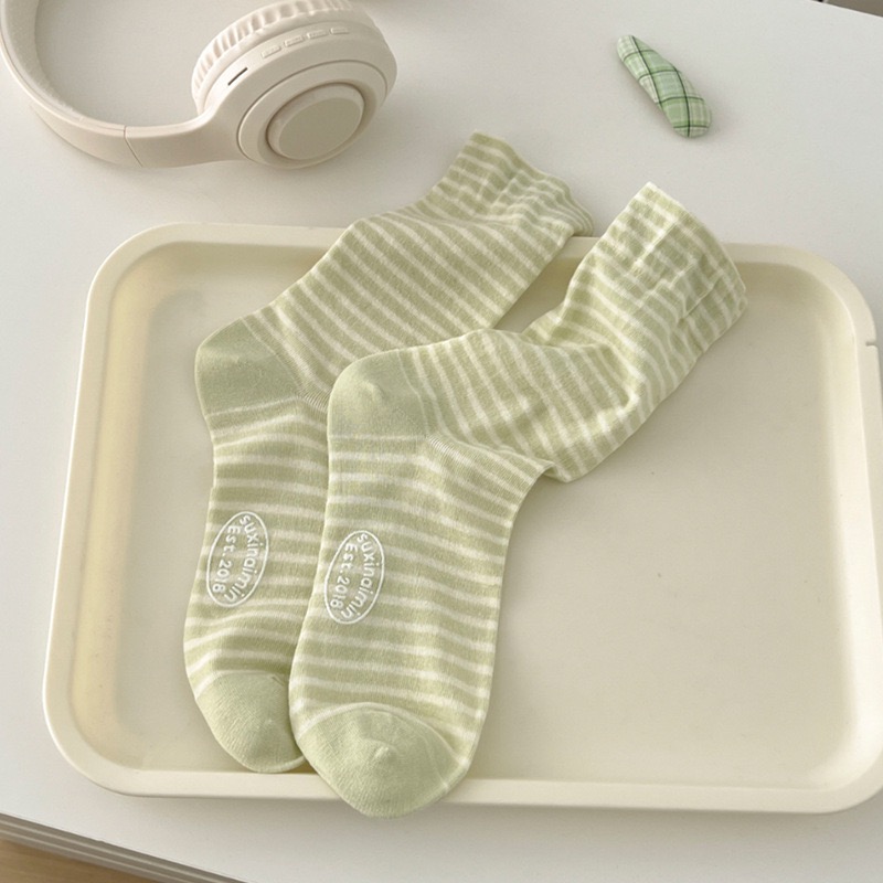 現貨 條紋堆堆襪 女中筒襪 日系襪 多巴胺色襪 素色襪 學生襪 小紅書爆款-規格圖11