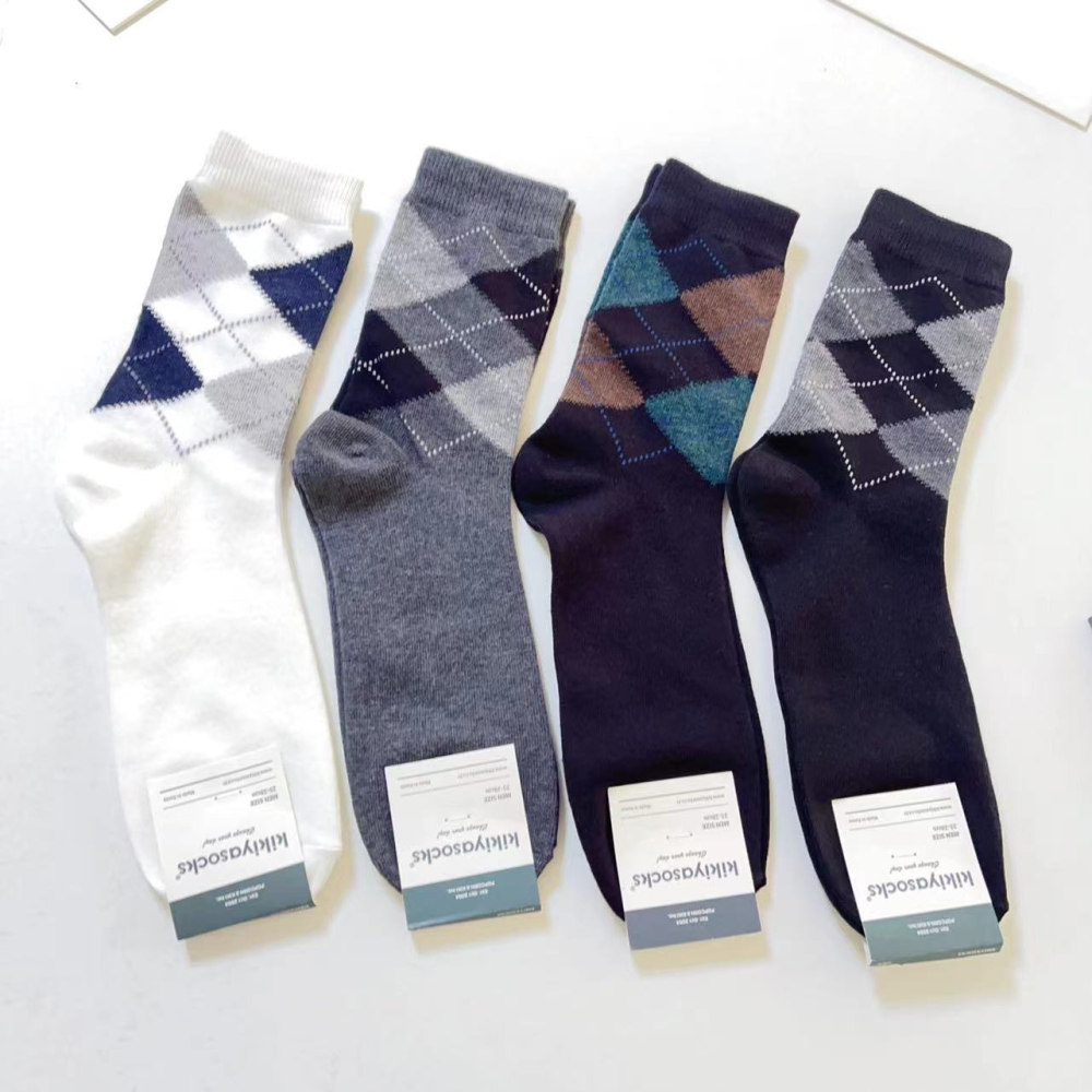現貨 韓國男士襪 kikiyasocks 商務襪 英倫風 撞色 菱格紋 紳士襪 西裝襪 正裝襪 中筒襪 男襪 襪-細節圖3