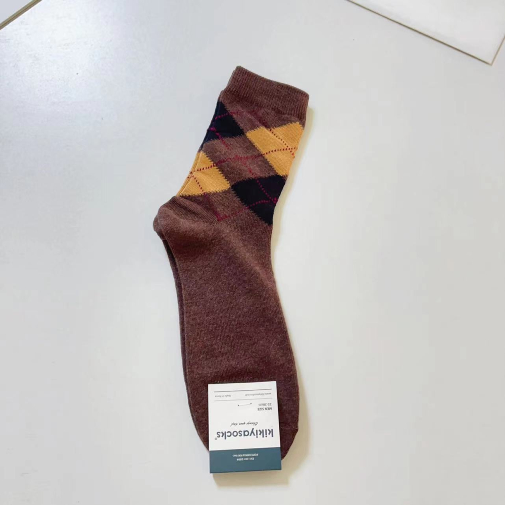 現貨 韓國男士襪 kikiyasocks 商務襪 英倫風 撞色 菱格紋 紳士襪 西裝襪 正裝襪 中筒襪 男襪 襪-細節圖6