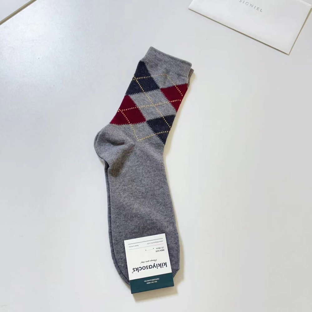 現貨 韓國男士襪 kikiyasocks 商務襪 英倫風 撞色 菱格紋 紳士襪 西裝襪 正裝襪 中筒襪 男襪 襪-細節圖7