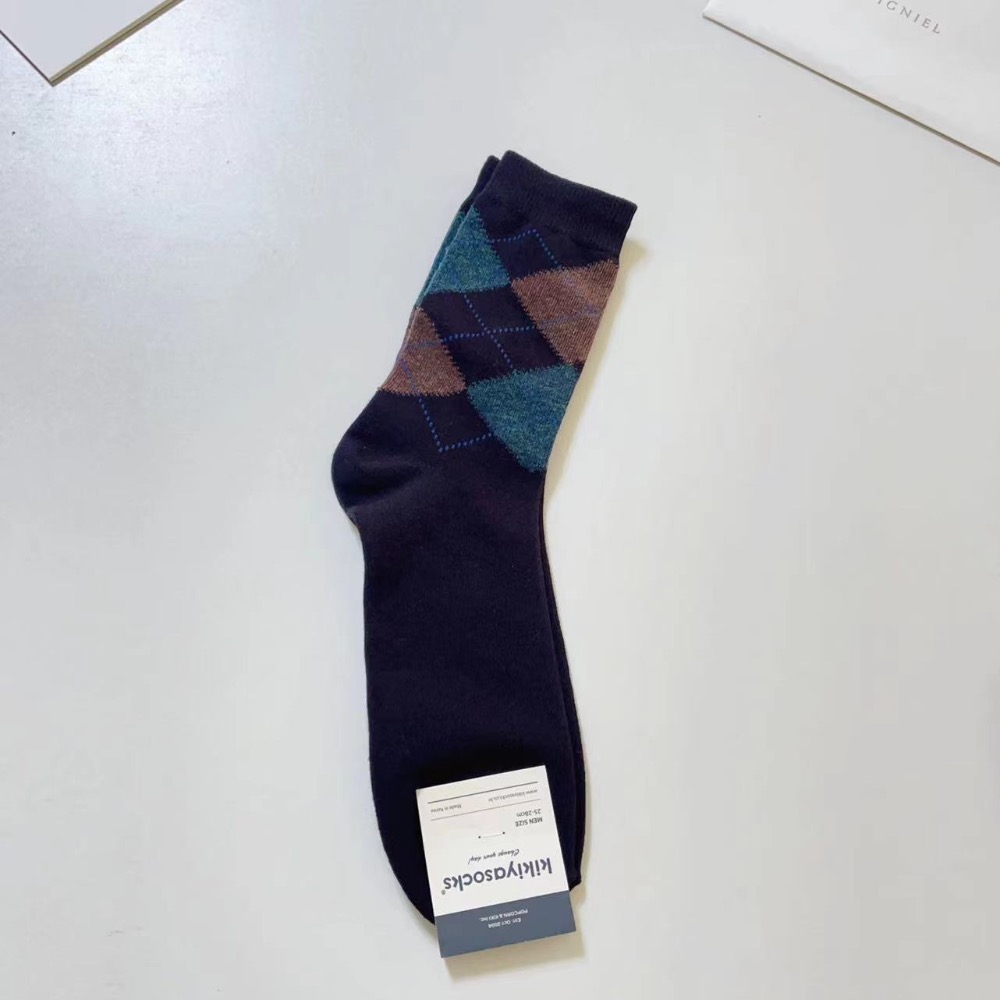 現貨 韓國男士襪 kikiyasocks 商務襪 英倫風 撞色 菱格紋 紳士襪 西裝襪 正裝襪 中筒襪 男襪 襪-規格圖10