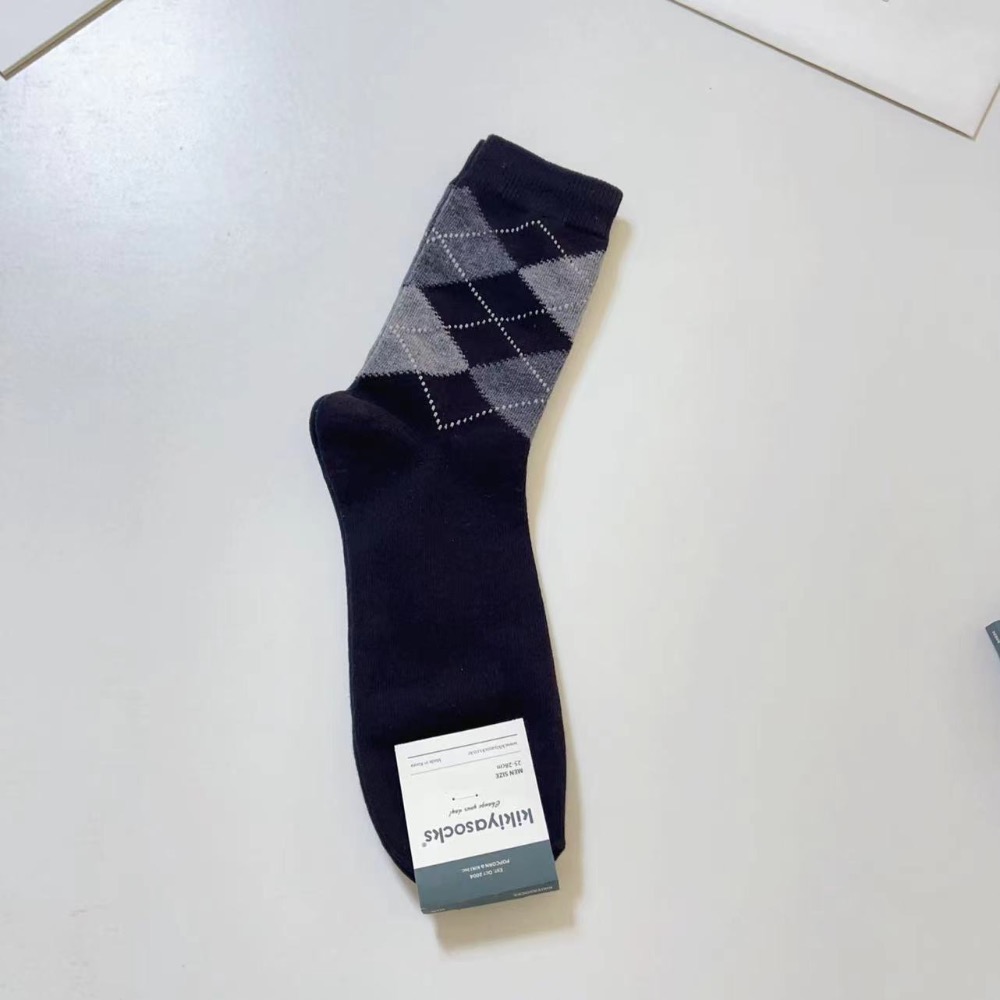 現貨 韓國男士襪 kikiyasocks 商務襪 英倫風 撞色 菱格紋 紳士襪 西裝襪 正裝襪 中筒襪 男襪 襪-規格圖10