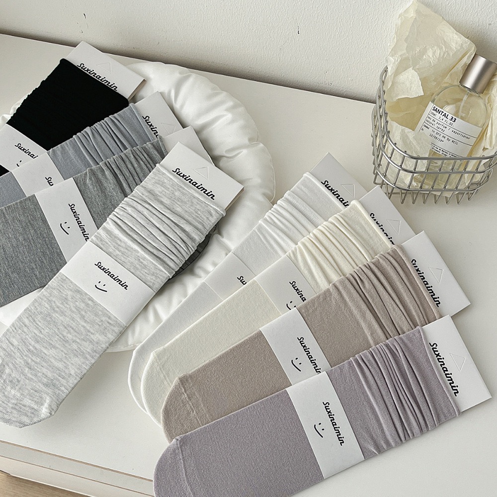 現貨 女堆堆襪 日系襪 女中筒襪 舒適好穿 不勒腳 素色棉襪 長襪 泡泡襪 百搭神器 女襪 襪子 學生襪-細節圖7