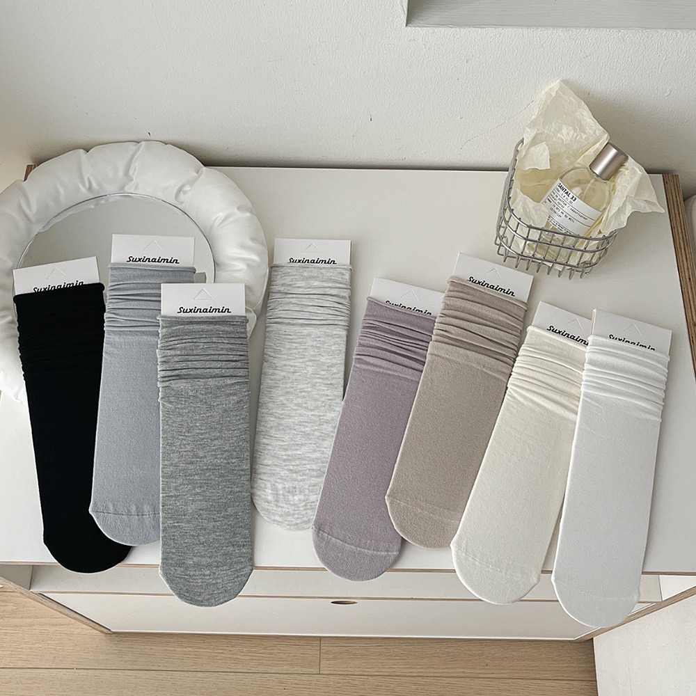 現貨 女堆堆襪 日系襪 女中筒襪 舒適好穿 不勒腳 素色棉襪 長襪 泡泡襪 百搭神器 女襪 襪子 學生襪-細節圖8