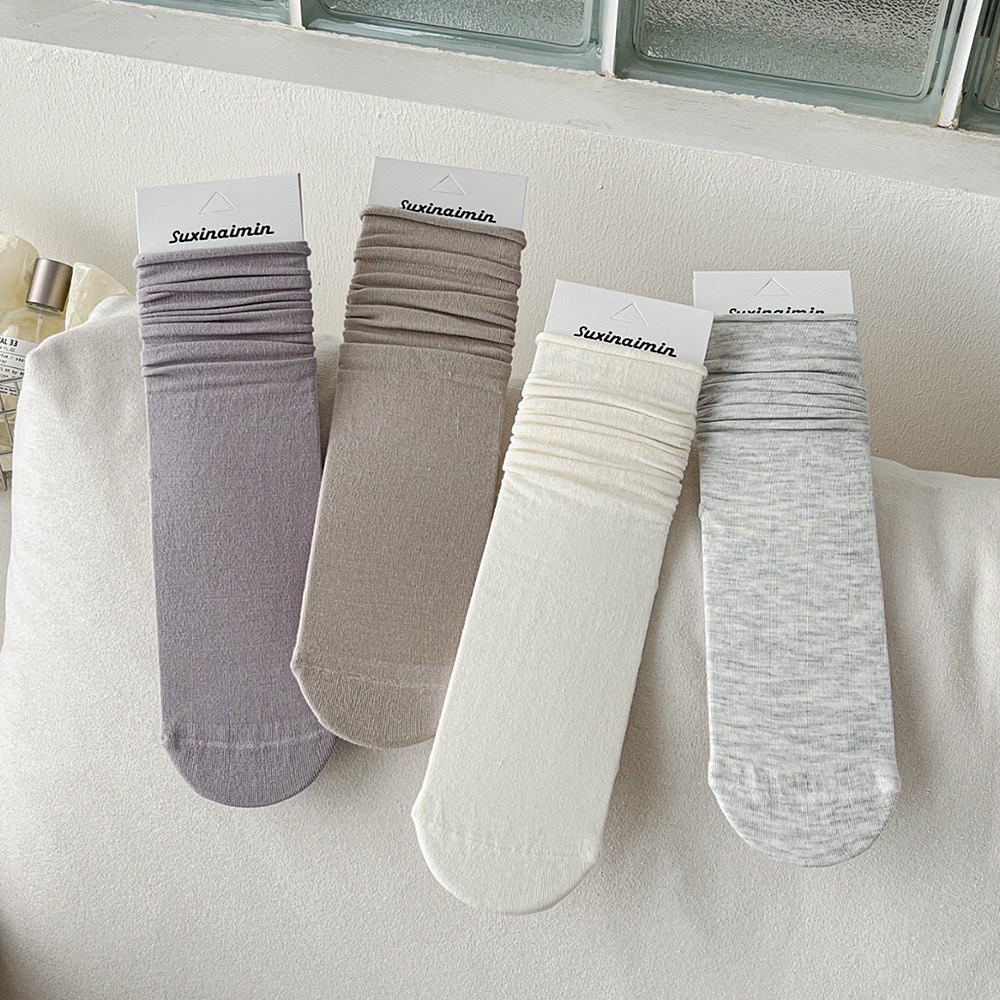 現貨 女堆堆襪 日系襪 女中筒襪 舒適好穿 不勒腳 素色棉襪 長襪 泡泡襪 百搭神器 女襪 襪子 學生襪-細節圖9
