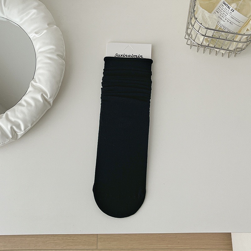 現貨 女堆堆襪 日系襪 女中筒襪 舒適好穿 不勒腳 素色棉襪 長襪 泡泡襪 百搭神器 女襪 襪子 學生襪-規格圖10