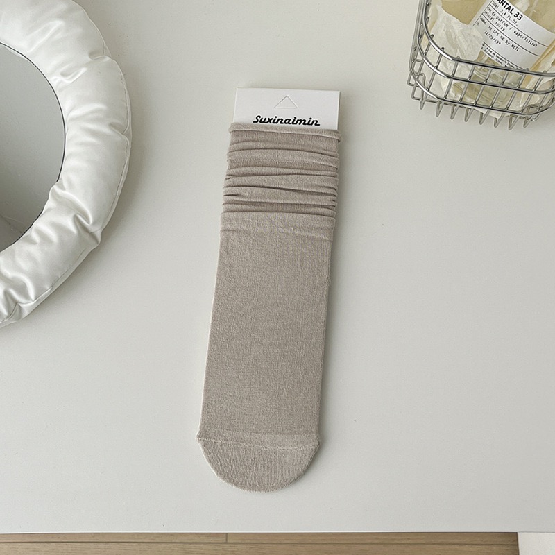 現貨 女堆堆襪 日系襪 女中筒襪 舒適好穿 不勒腳 素色棉襪 長襪 泡泡襪 百搭神器 女襪 襪子 學生襪-規格圖10