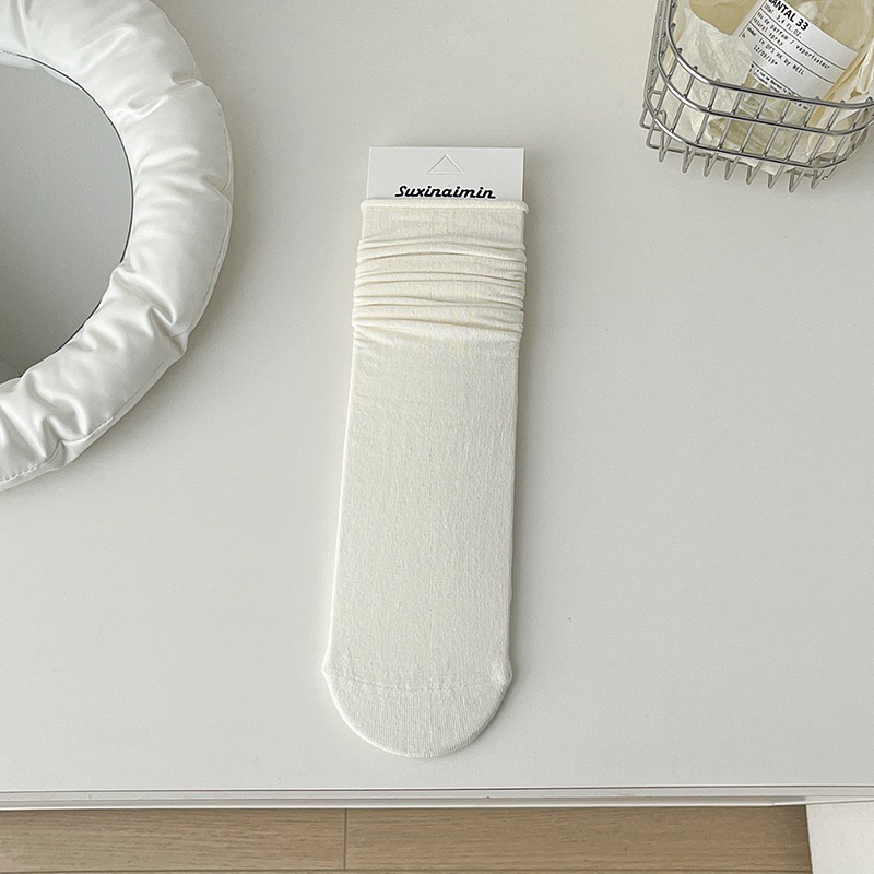 現貨 女堆堆襪 日系襪 女中筒襪 舒適好穿 不勒腳 素色棉襪 長襪 泡泡襪 百搭神器 女襪 襪子 學生襪-規格圖10