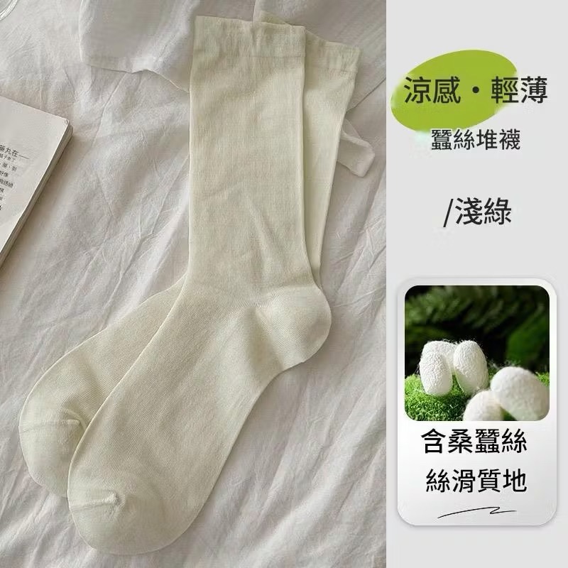 🔥24h出貨🔥 夏天薄款襪 舒適透氣 白襪 涼感襪 襪子 女中筒襪 小腿襪 素色襪 女襪 堆堆襪 文青風 襪子女 襪-規格圖9