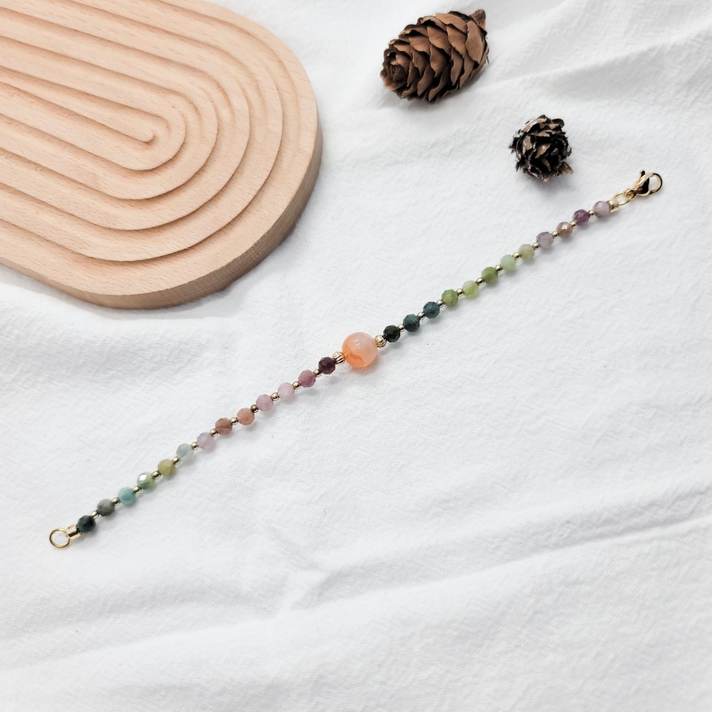 水晶手鍊(勾釦)｜西瓜碧璽 鹽源瑪瑙-細節圖3