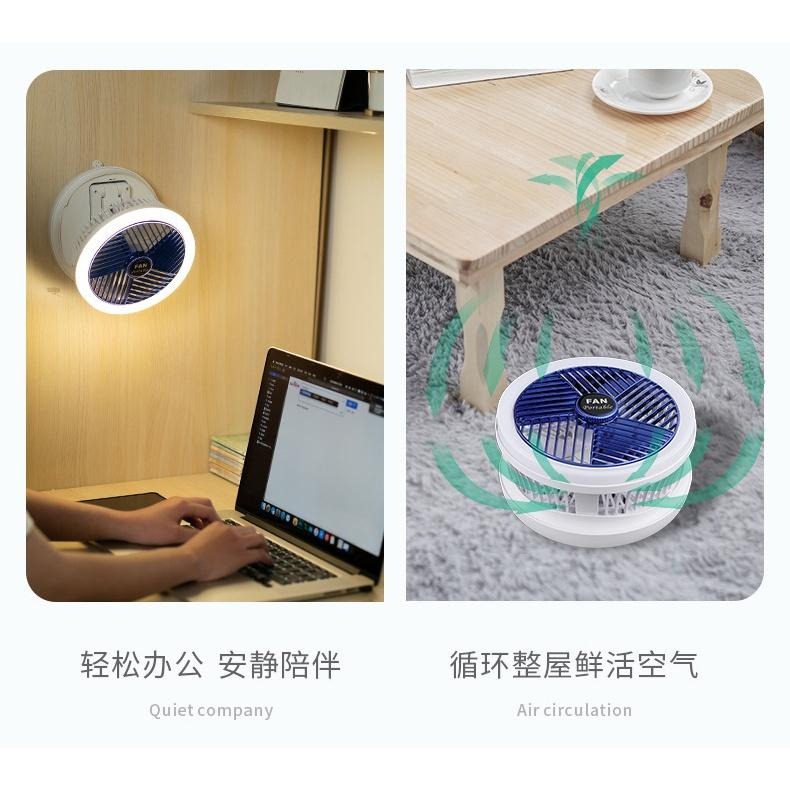 🔥現貨🔥摺疊充電式風扇 露營風扇 桌扇 可掛壁 可站立 有電燈可調亮度 旋轉網可調 多功能風扇 USB風扇 品質好-細節圖3