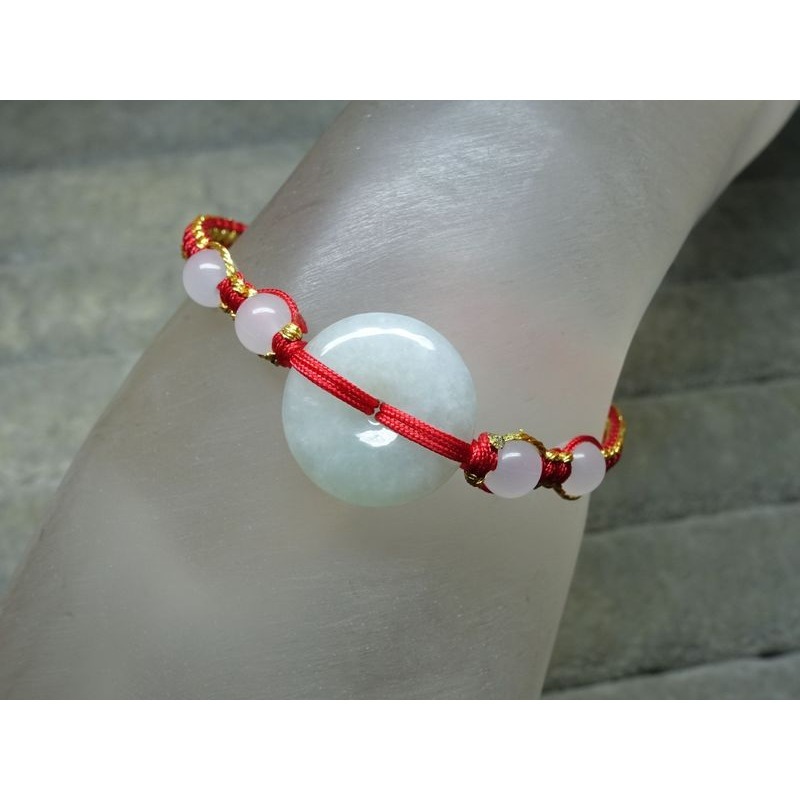 天然緬甸玉A貨/糯種，平安扣玉手鍊~出清不議價250元~(11Z129-2)~清貨~孫裴筠-細節圖4