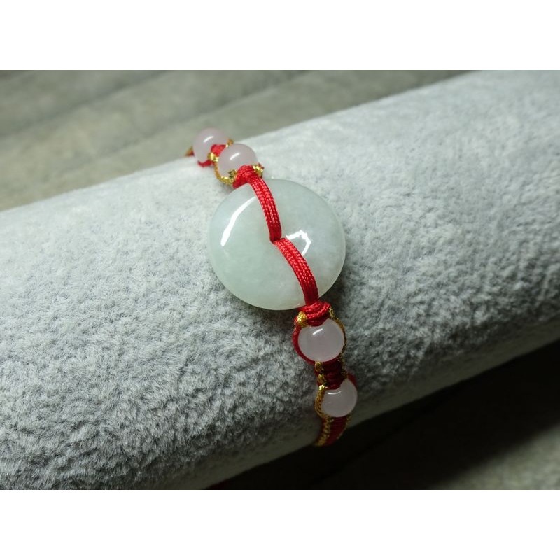 天然緬甸玉A貨/糯種，平安扣玉手鍊~出清不議價250元~(11Z129-2)~清貨~孫裴筠-細節圖5