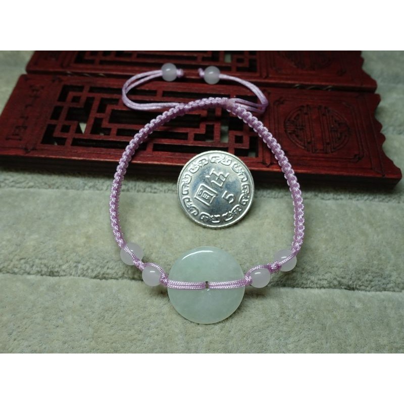 天然緬甸玉A貨/糯種，平安扣玉手鍊~出清不議價250元~(61Z142-3)~清貨~孫裴筠-細節圖3