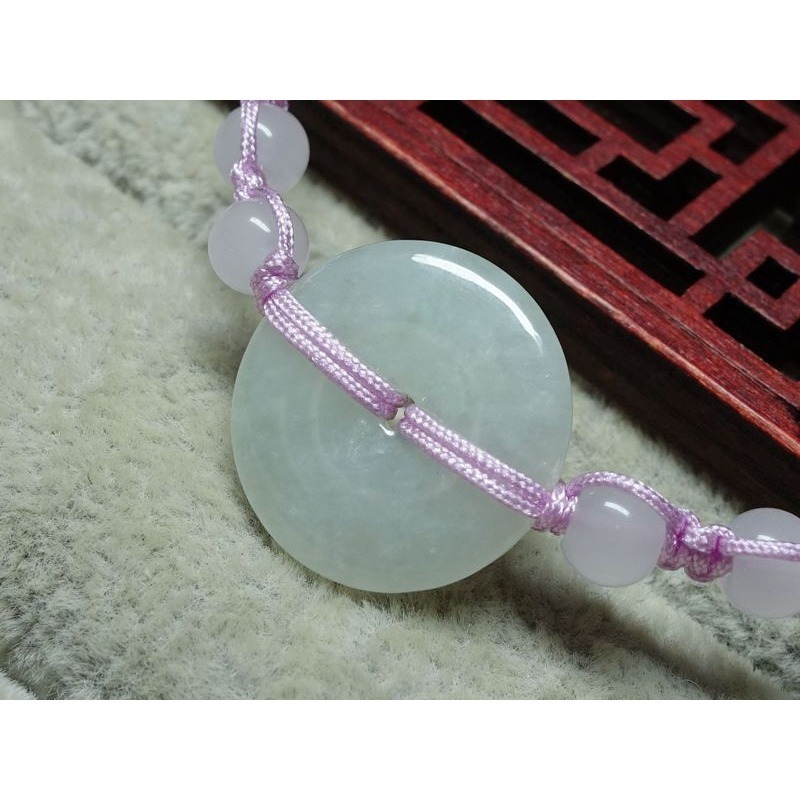 天然緬甸玉A貨/糯種，平安扣玉手鍊~出清不議價250元~(61Z142-3)~清貨~孫裴筠-細節圖4