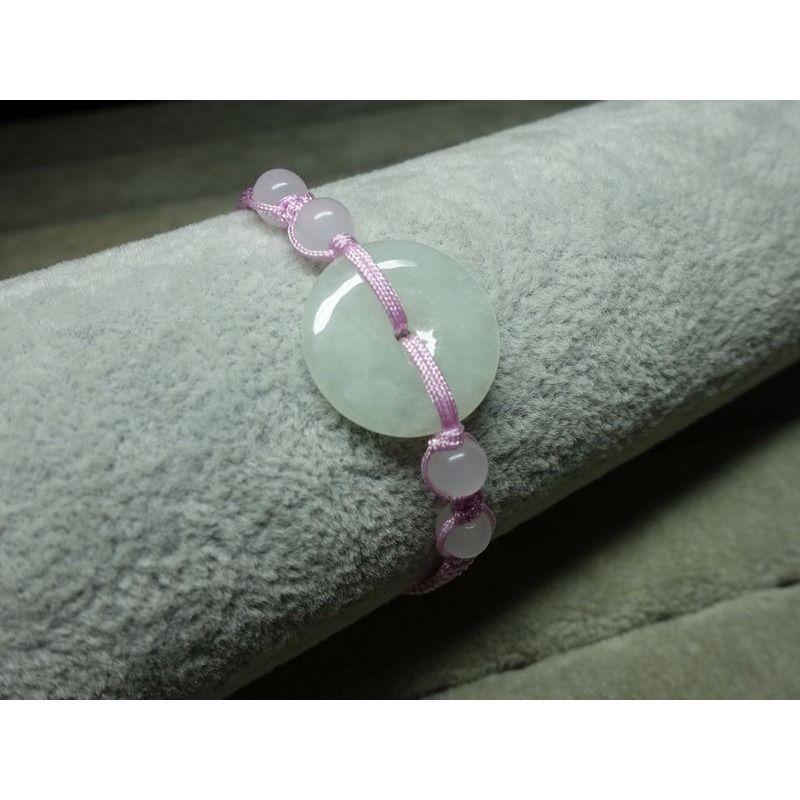 天然緬甸玉A貨/糯種，平安扣玉手鍊~出清不議價250元~(61Z142-3)~清貨~孫裴筠-細節圖5