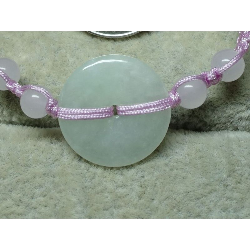 天然緬甸玉A貨/糯種，平安扣玉手鍊~出清不議價250元~(61Z142-3)~清貨~孫裴筠-細節圖6