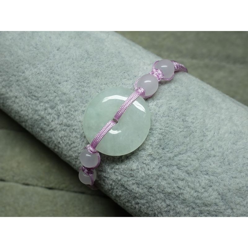 天然緬甸玉A貨/糯種，平安扣玉手鍊~出清不議價250元~(61Z142-3)~清貨~孫裴筠-細節圖7