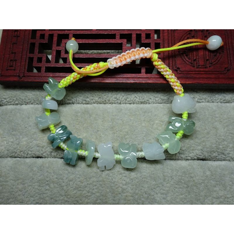 天然緬甸玉A貨/多色，十二生肖玉手繩鍊~出清不議價999元~附証~(81Z1071-5)~清貨~孫裴筠-細節圖5