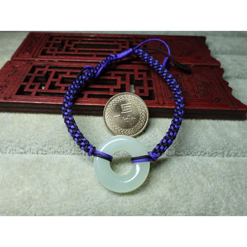 清貨不議價295元~天然緬甸玉A貨/糯種/細糯，甜甜圈玉手繩鍊~(61Z246-6)~孫裴筠-細節圖3