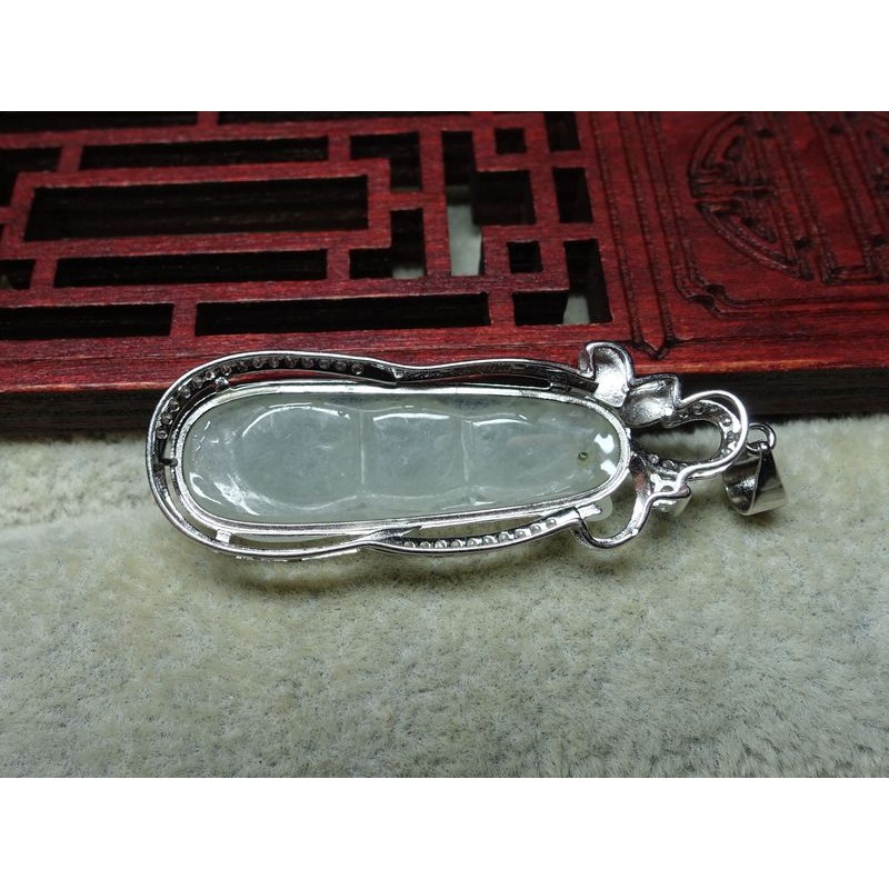 天然緬甸玉A貨/冰糯，S925銀/福豆玉墜~出清不議價1380元~附証附鍊~(89Z1631-5)~清貨~孫裴筠-細節圖2