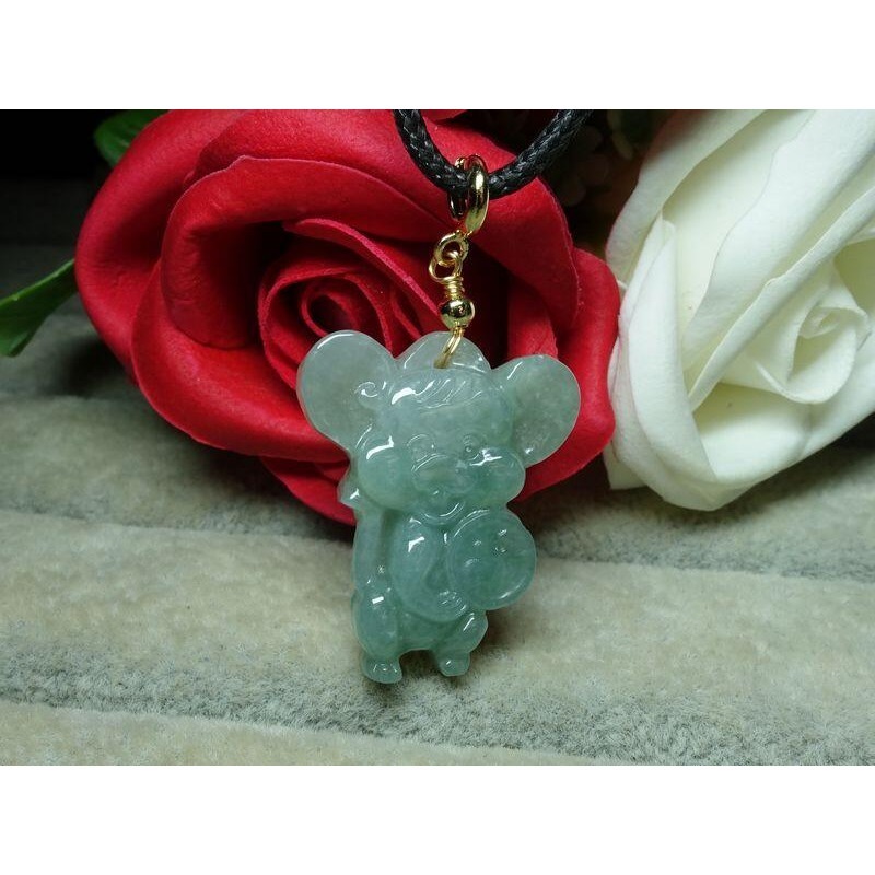 清貨不議價888元~天然緬甸玉A貨/微綠，Q版老鼠玉墜~附証附墜頭附皮繩~(61Z581)~孫裴筠-細節圖7