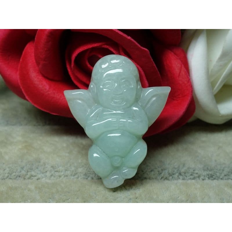 天然緬甸玉A貨/微綠，小天使玉墜~出清不議價888元~附墜頭~(36Z0403-3)~清貨~孫裴筠-細節圖7