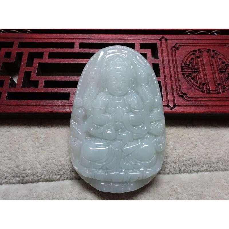 天然緬甸玉A貨/糯種，生肖鼠守護神，千手觀音玉墜~出清不議價799元~附証附繩鍊~(21Z998-3)~清貨~孫裴筠-細節圖4