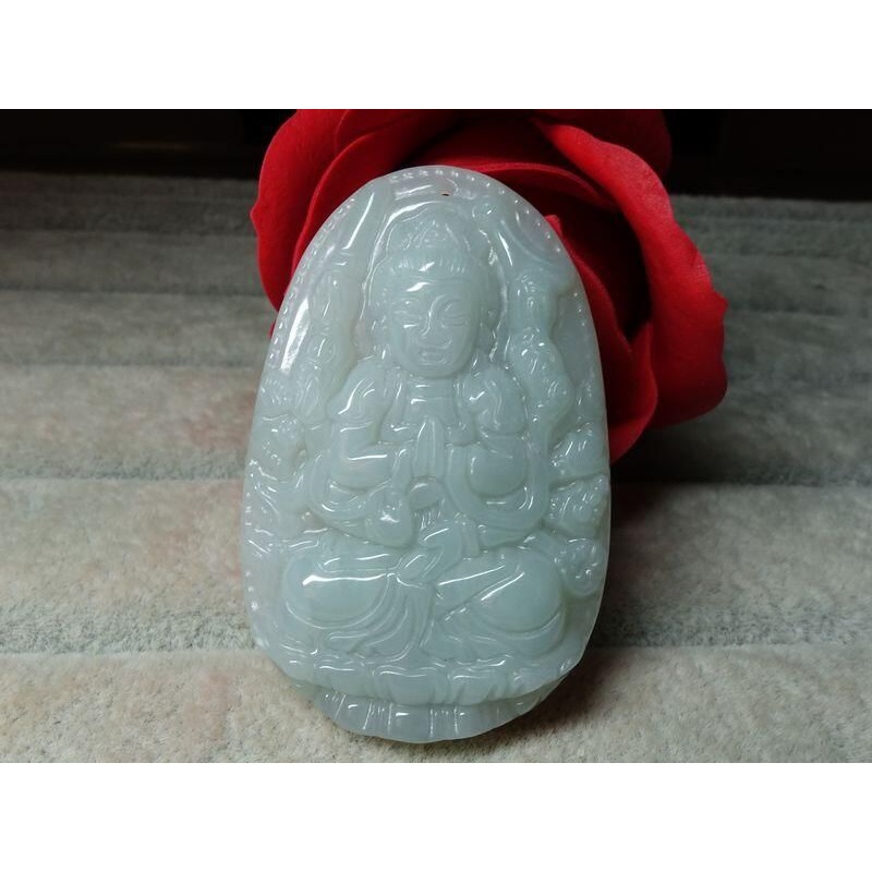 天然緬甸玉A貨/糯種，生肖鼠守護神，千手觀音玉墜~出清不議價799元~附証附繩鍊~(21Z998-3)~清貨~孫裴筠-細節圖8
