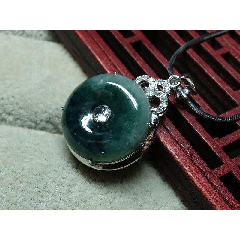 清貨不議價1200元~天然緬甸玉A貨/糯種飄綠，S925銀/小平安扣玉墜~附証附鍊~(53Z1402)~孫裴筠-細節圖6