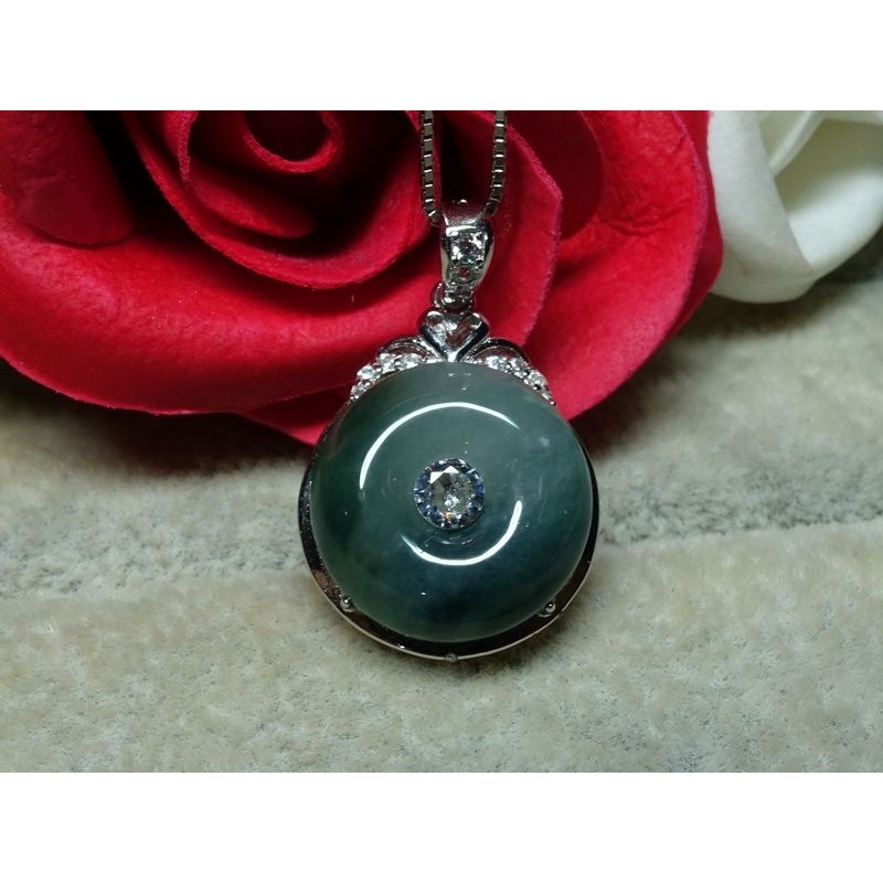 清貨不議價1200元~天然緬甸玉A貨/飄綠，S925銀/小平安扣玉墜~附証附鍊~(53Z1402-1)~孫裴筠-細節圖8