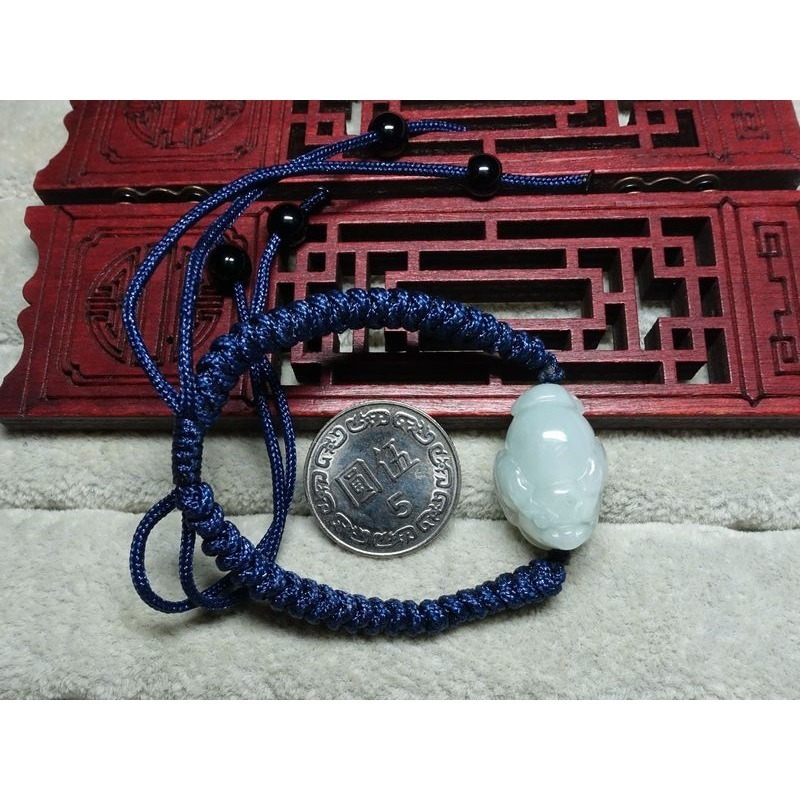 清貨不議價499元~天然緬甸玉A貨/糯種，三腳蟾蜍玉手鍊~附証~(53Z421-2)~孫裴筠-細節圖4