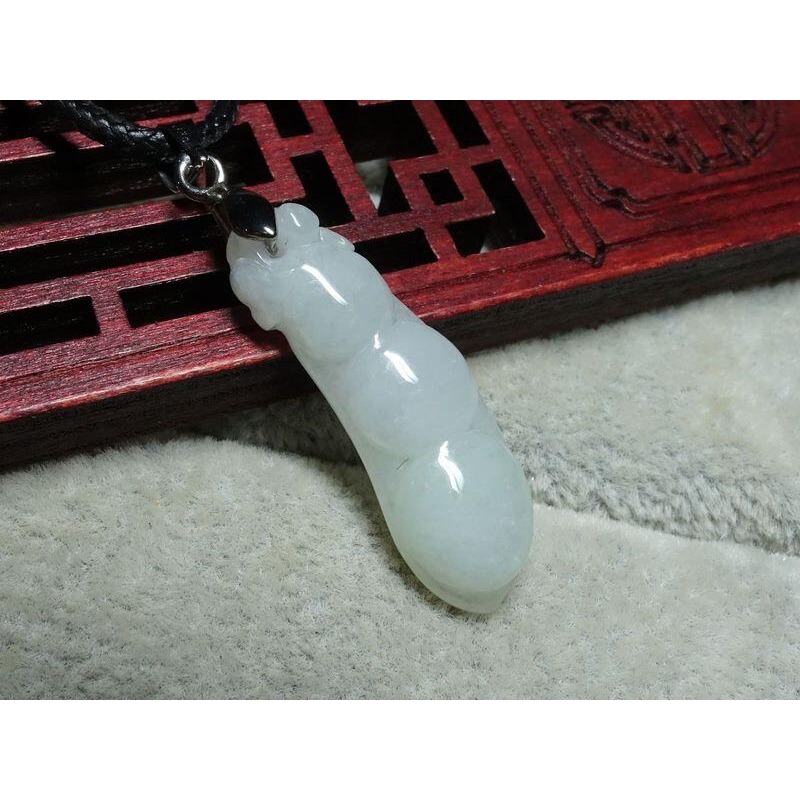 清貨不議價333元~天然緬甸玉A貨/細糯，福豆玉墜~附証附皮繩附墜頭~(17Z441-2)~孫裴筠-細節圖6